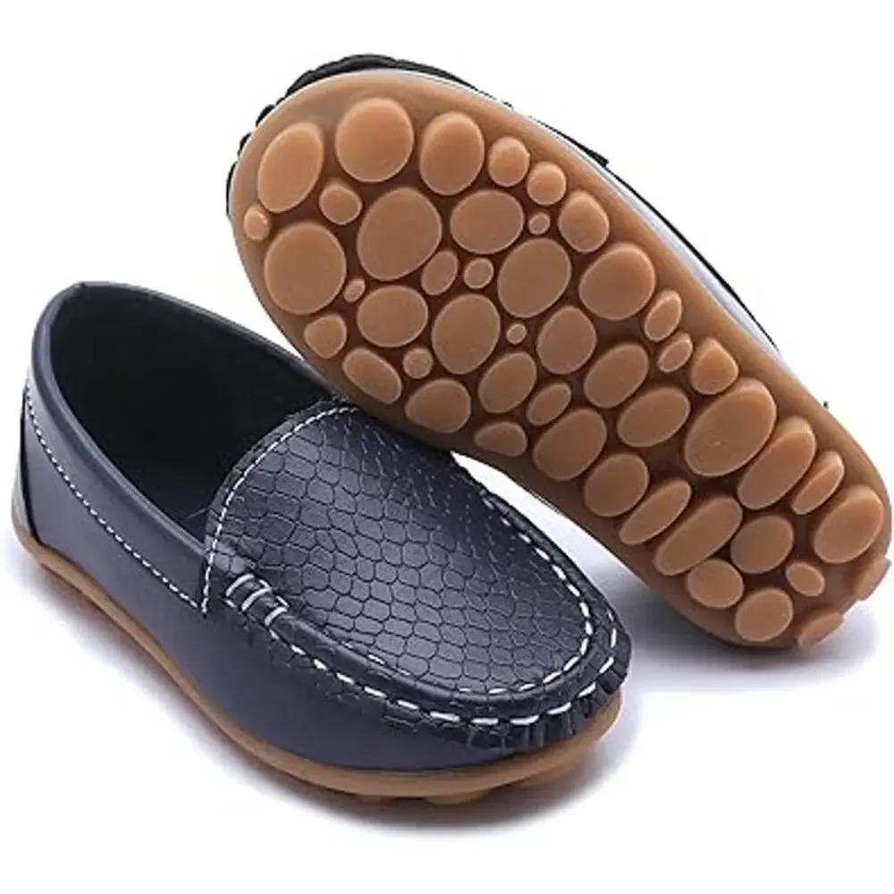 Lonsoen Toddler Boys Size 9.5 Navy Slip On Loafers Faux Leather Non Slip Shoes - Picture 5 of 7